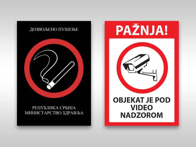Oznake obaveštenja za radni i poslovni prostor